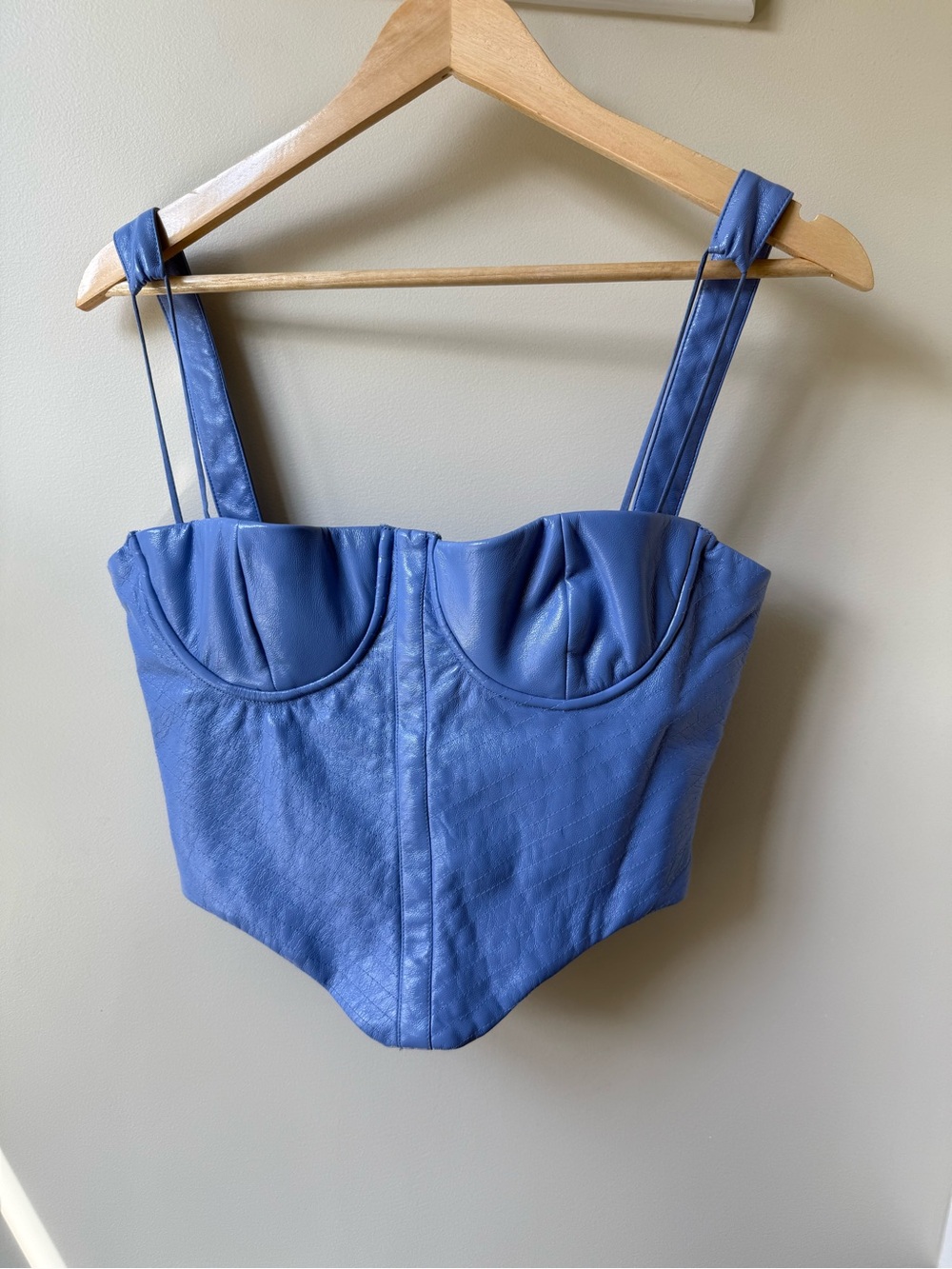 HOUSE OF CB Melissa Vegan Faux Leather Blue Corset Streetwear Y2K Bustier M